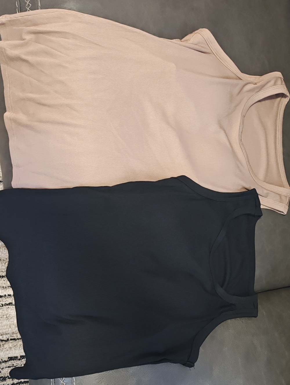 Classic Ribbed Tank Top Duo — Black & Blush Built In Bra. Never Worn.New!